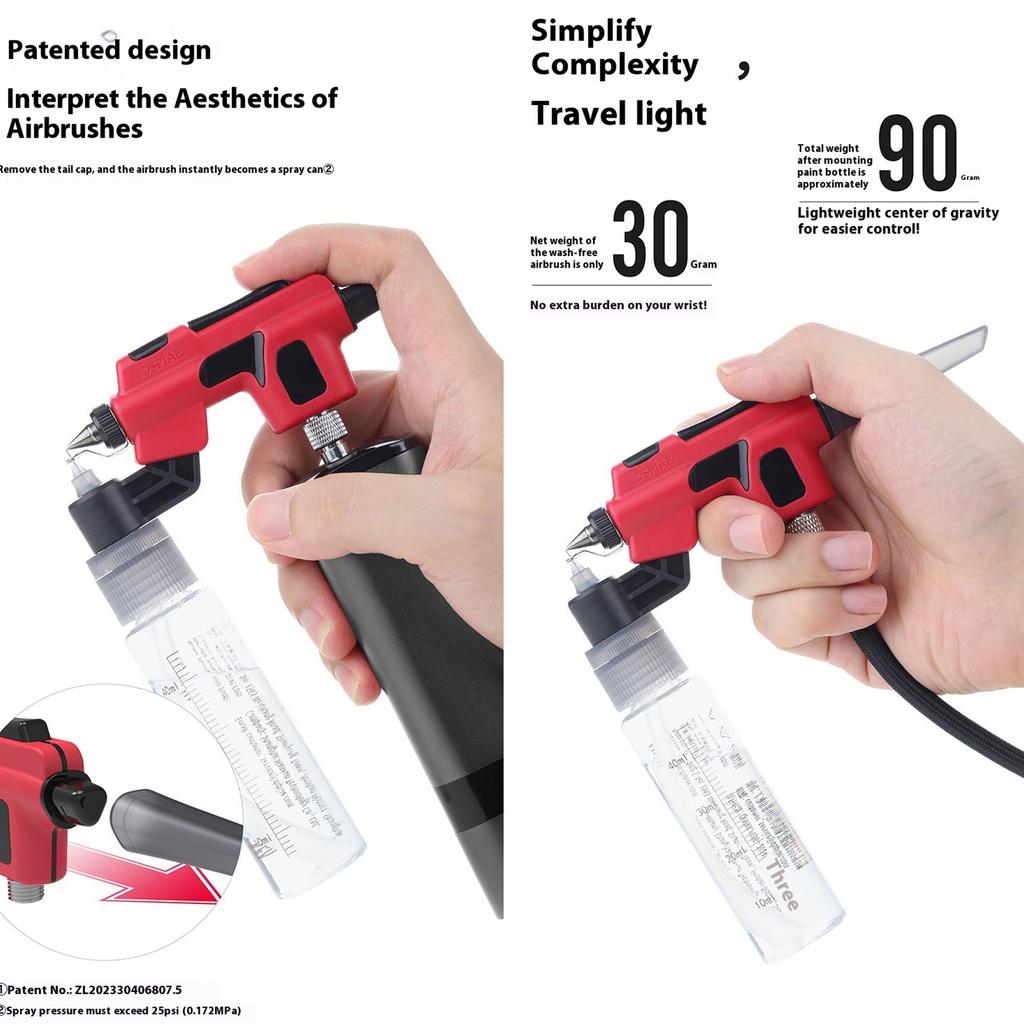 PT-AB Wash-Free Airbrush with Marker Rack No-Clean Airbrush No-Wash Airbrush Quick Paint Change Hobby DIY Craft Tools