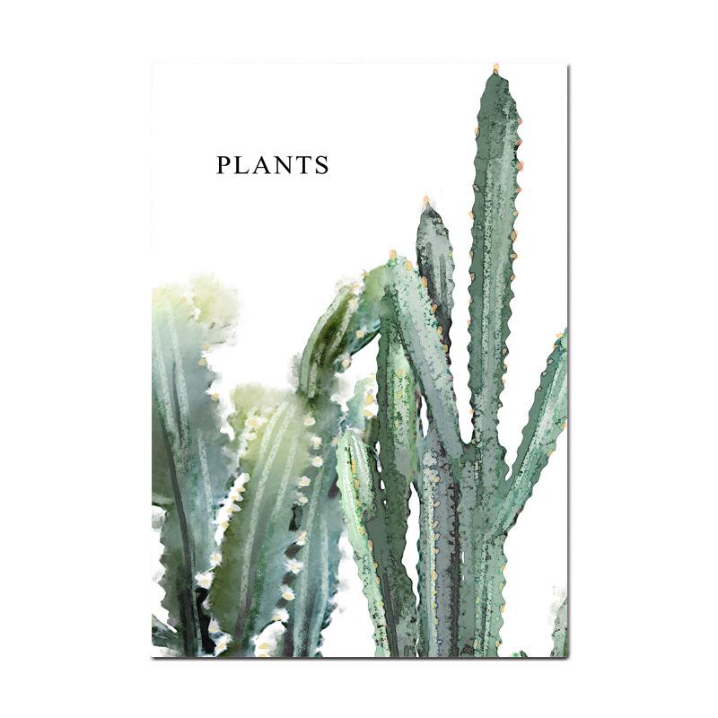 Watercolor Plants Nordic Modern Simple Hand-painted Cactus Restaurant Decorative Drawing Canvas Painting Wall Art Frameless