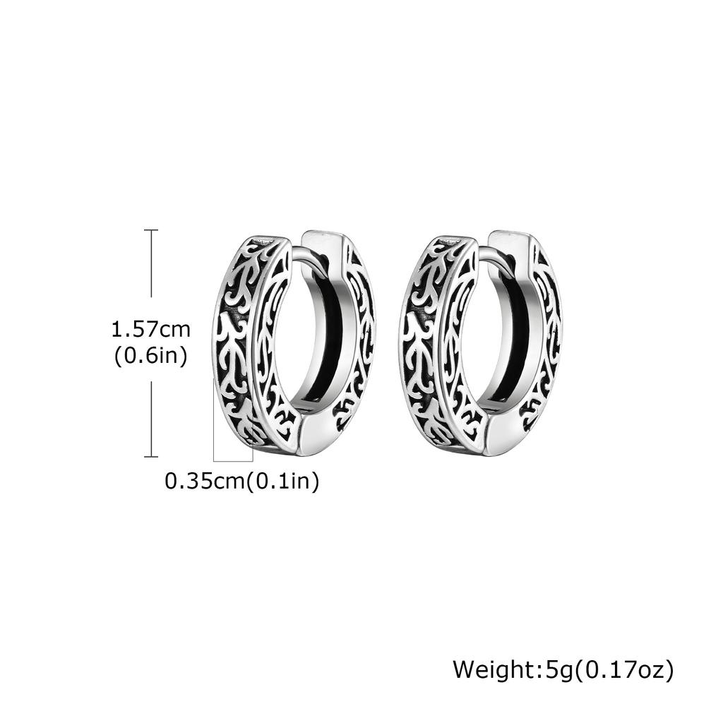 Pendientes de Aro Runas Vikingas Nórdicas Retrol para Hombres, Huggies Clásicos de Acero Inoxidable con Nudo Celta, Regalos de Joyería Punk Cool