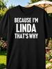 Funny Linda Name Humor Text Men's Short Sleeve Tee Casual D Ly Wear01, 2026 Summer Short-sleeved Printed T-shirt