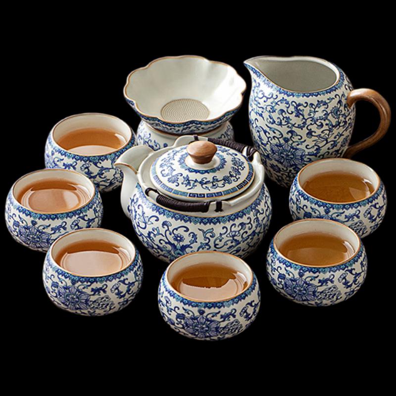 Evergreen Celadon Ru Kiln 9-Piece Ceramic Tea Set