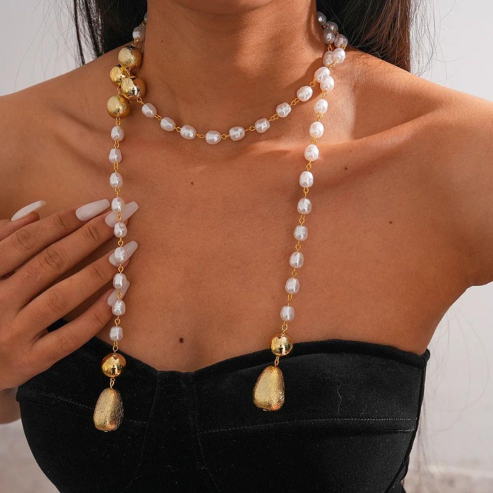 Fashionable Style Chain Necklace Luxury Design Pearl Bead Necklace  European Style