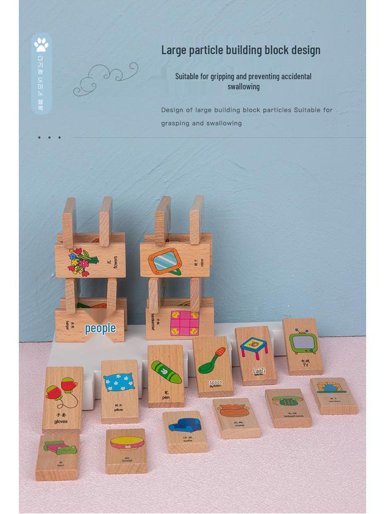 Kindergarten Domino Idiom Puzzle Set: Educational Building Blocks for Kids Ages 3-6