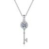 OAHLAN Mode Luxus Schmuck Runder Schnitt Schlüssel Anhänger 925 Sterling Silber Zirkonia Halsketten für Damen