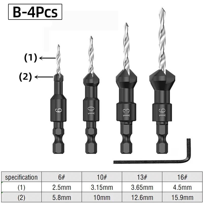 

Набор сверл-зенкеров HSS для снятия фаски, направляющие отверстия, металлическая зенковка, шестигранный хвостовик 1/4 , сверло с отверстием под винт, плотницкие инструменты