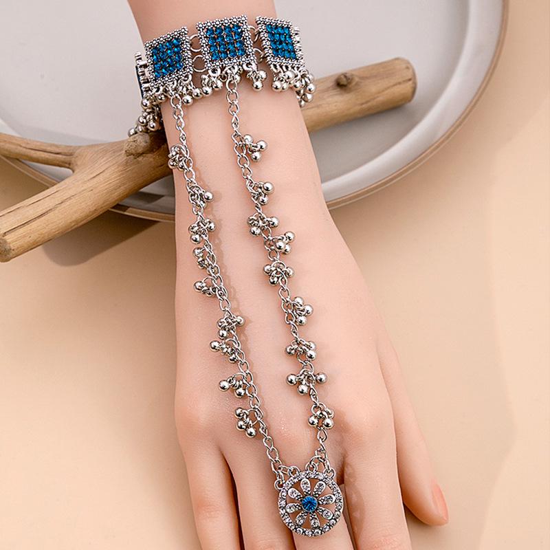 

Богемный Ретро Этнический Геометрический Квадратный Браслет с Кисточкой, Жемчугом и Кольцом, Инкрустированным Бриллиантами, для Женщин