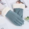 Warm Gloves In Autumn and Winter Suede Gloves Female Plus Velvet Padded Outdoor Cycling Driving Touch Screen Gloves