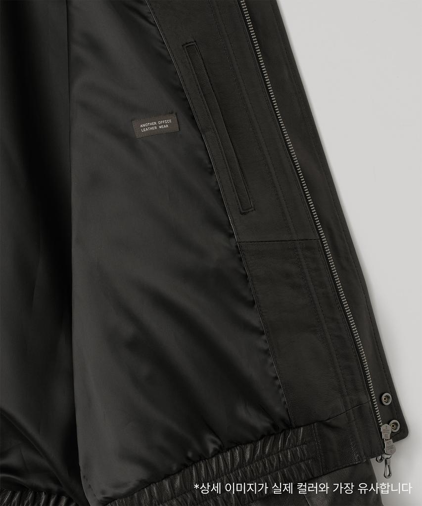 ANOTHER OFFICE Lambskin Stand-Collar Blouson (Black)
