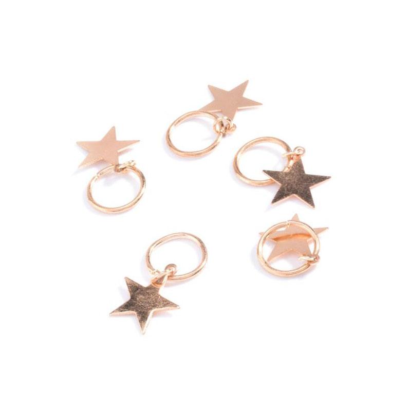 

5/10 шт./упак., разные стили, подвески для волос, коса, дреды, бусины, зажимы, манжеты, кольца, ювелирные изделия Star 5pcs золотой