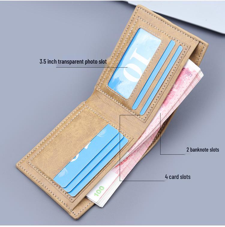Men's Bi-fold Canvas Leather Wallet with Card Holder