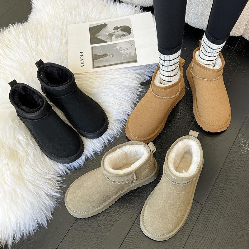 Zhou Dongyu Same Mini Fur Integrated Snow Boots 2025 Winter Non-slip Piled Thickened Short Cotton Shoes Women