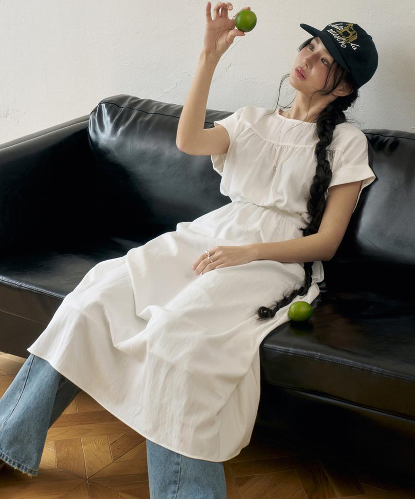 Moleubeu13 Sage Pure Shirring Dress (Ivory)