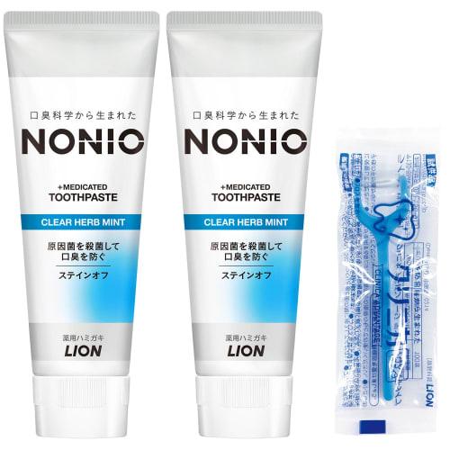 

[.co.jp Exclusive] NONIO Clear Herb Mint Toothpaste Set (130g x 2 packs + Y-shaped floss)