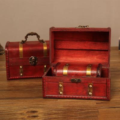 Caja retro de estilo europeo para guardar joyas, de madera, para escritorio, para el hogar, con tapa, con cerradura ajustable