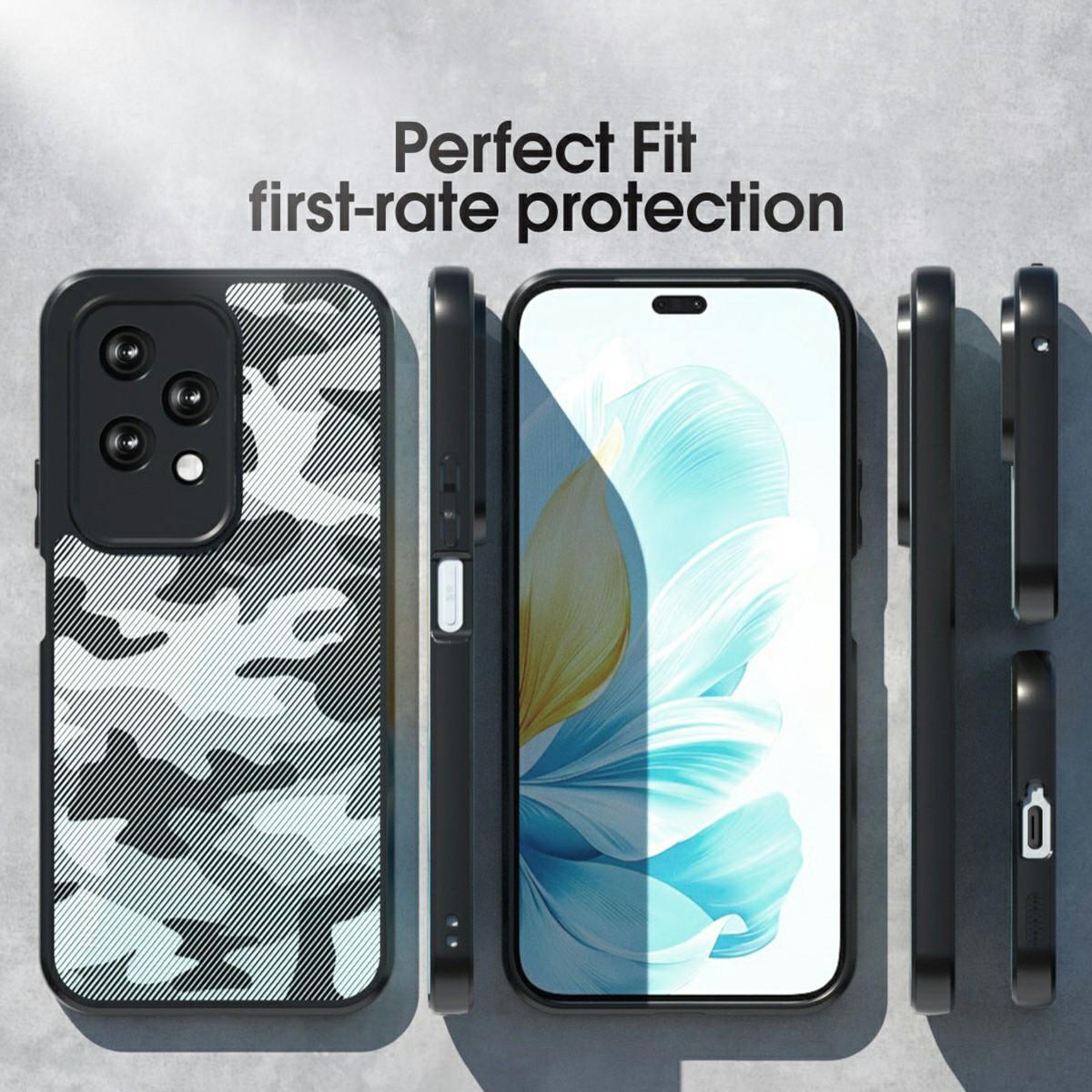 

IBMRS For Honor 200 Lite Case TPU+PC Heavy Duty Shockproof Phone Cover Camera Protection Grid Camouflage