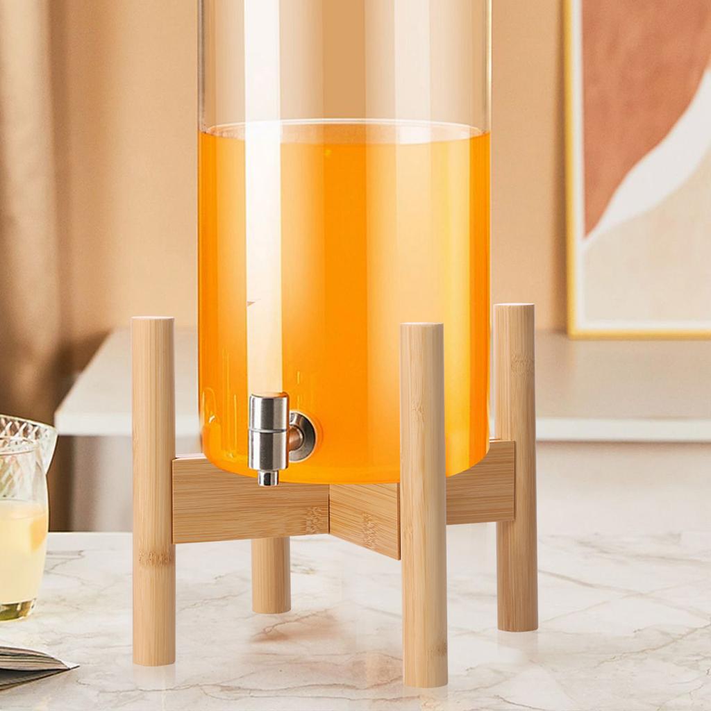2Pcs Beverage Dispenser Stand Wood Adjustable Kitchen Tabletop Drink Water Jug Holder Flowerpot Floor-Standing Bonsai Display