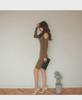 Ribbed High Elastic V-Neck Off-Shoulder Sweater Dress - Korean Style 2023