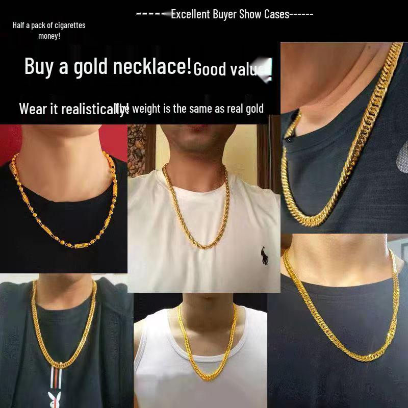 Vietnam Sand Gold Plated Men's Necklace – Thick, Bold, Non-Fading Wedding Chain