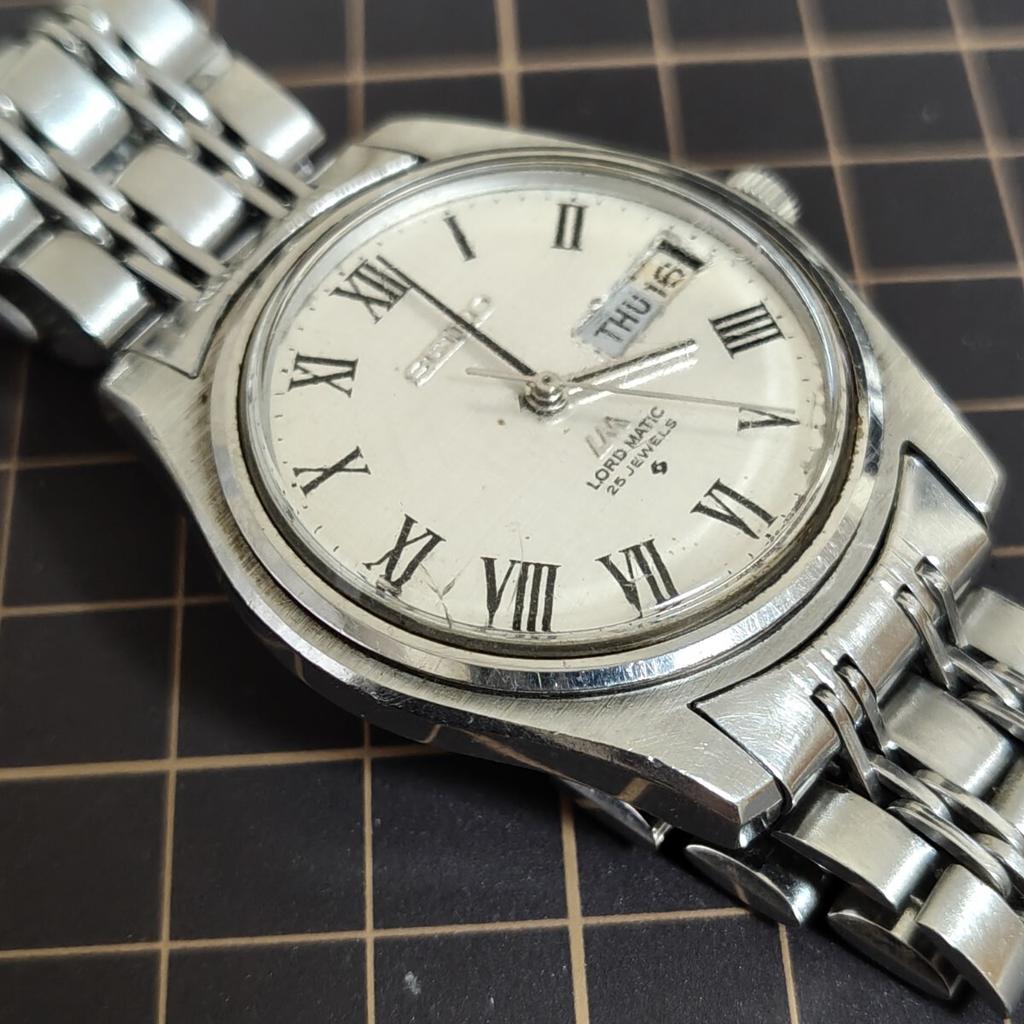 SEIKO LM LORD MATIC Automatic Watch with Roman Vintage Antique [Working Condition] 5606-7030 Men's Numerals, Style. (Management Code K26Z)