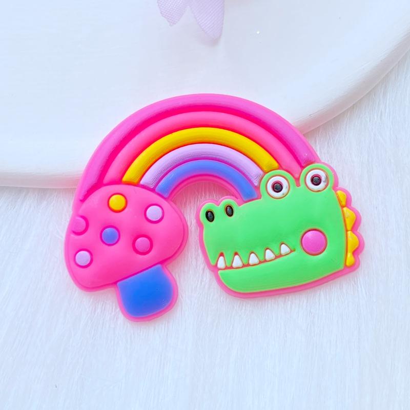 

10Pcs New Cute Fruit Animal Rainbow Series PVC Flexible Glue FlatBack DIY Scrapbook Embellishment Phone Craft Decoration