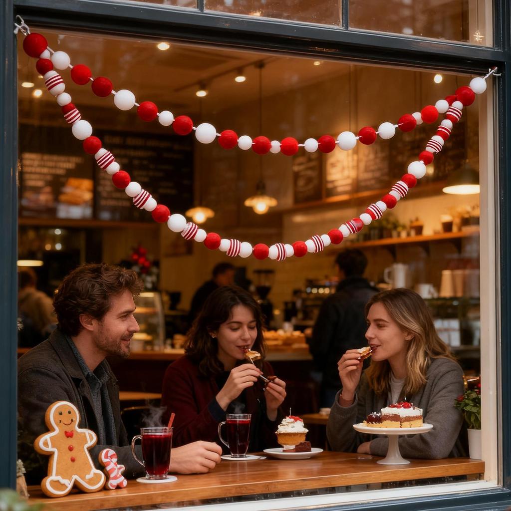 Bowknot Garland Flags Pom-pom Garland Merry Christmas Home Decor Banner Festival Party Happy New Year Atmosphere Decoration