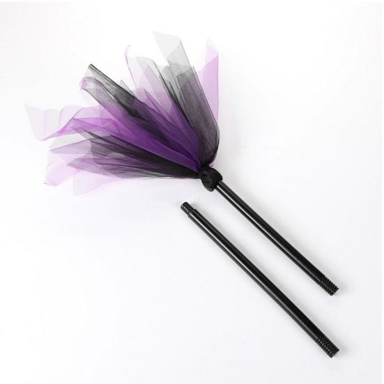 Halloween Witch Broom Wizard Cosplay Accessory Halloween Party Prop Realistic Plastic Broom Decoration for Stage Performance