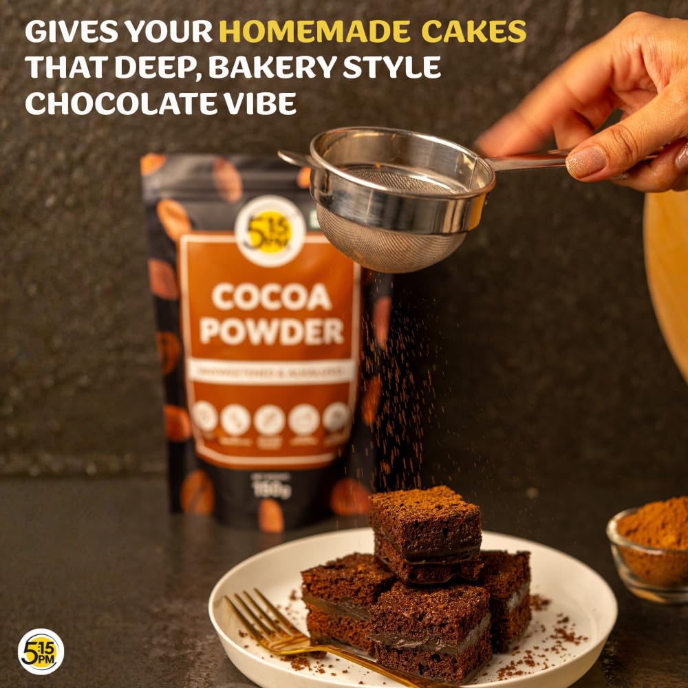 5:15 PM Pure Unsweetened Cocoa Powder 150g | Dark Alkalized Cocoa For Baking, Hot Chocolate & Milkshakes