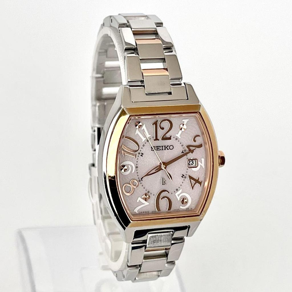 [In Operation] Polished Seiko SEIKO LUKIA Ladies Watch Radio Solar Good Condition Pink Silver Dial Gold S2336