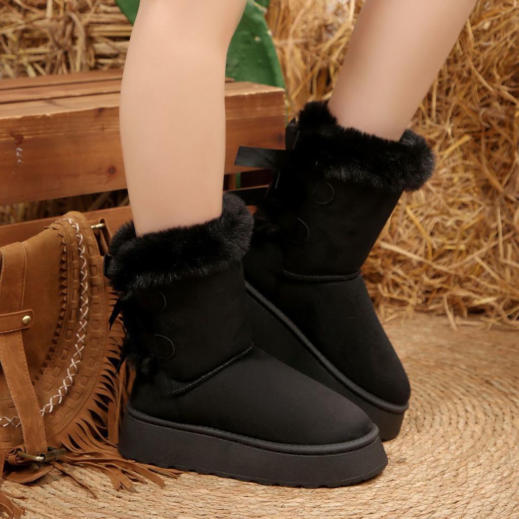 Cotton Shoes Internet Celebrity Warm Versatile Non-slip Foreign Trade Snow Boots Women Fleece Thickened 2025 Autumn and Winter New