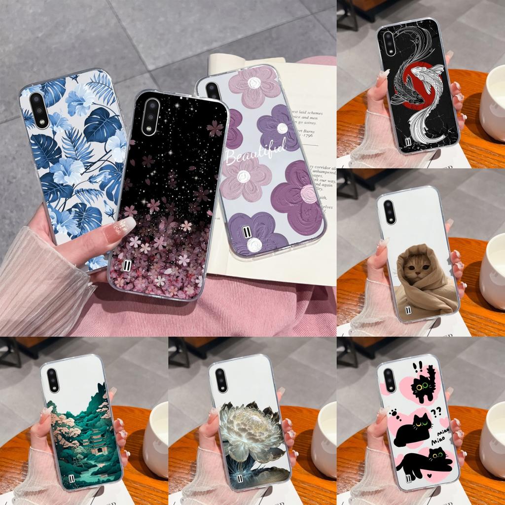 For Samsung Galaxy A01 M01 Core Case Gradient Flowers Soft TPU Silicone Phone Cases For Samsung A 01 M 01 Protective Back Cover