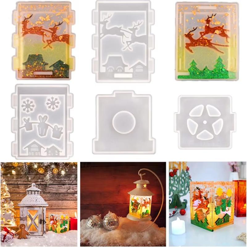 3d Christmas Light Resin Mold,6 Pieces Silicone Resin Mold With Santa Clause Reindeer Sleigh Pattern,epoxy Resin Casting Mold