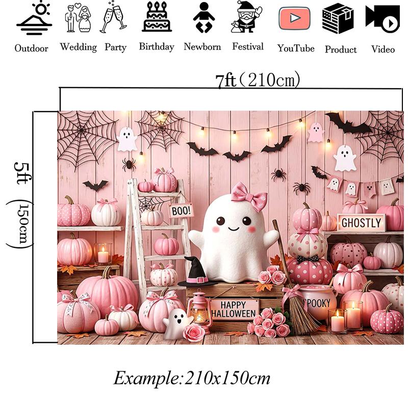 Mocsicka Pink Pumpkin Party Backgrounds For Photographs Halloween Baby Shower Backdrops Decorations Photo Studio Shooting Props