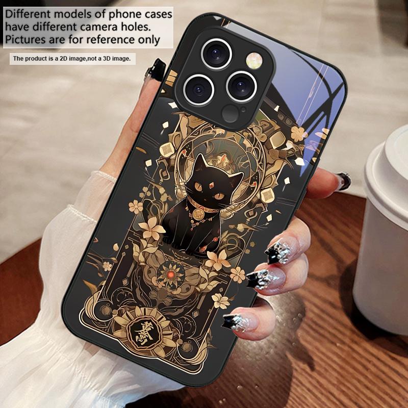 Fantasy Glückskatze Blau Für iPhone 17 Air 16 E 15 14 13 Plus 12 mini 11 17 Pro Max XR Xs Max 16E X 7 8 Gehärtetes Glas Handyhülle