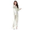 1011 new green ink pajamas women's fresh wind long-sleeved trousers lapel breathable cardigan loungewear set