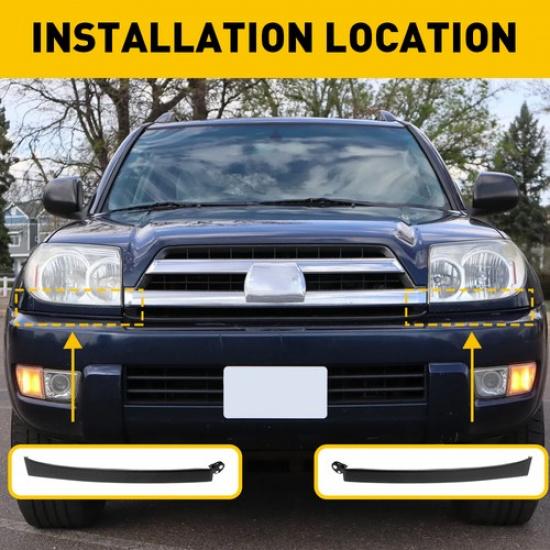 2Pcs For 2003-2005 Toyota 4Runner Front Bumper Grille Headlight Filler Trim Kit