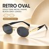 Women's Oval Metal Frame Sunglasses UV400 Full-Rim Street Style