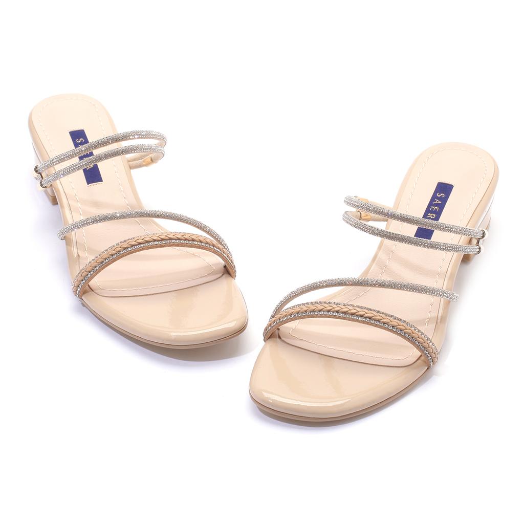 Saera Mule Round Toe Cowhide Two-Way Twisted Closure 3Cm S22M026 (B Type)