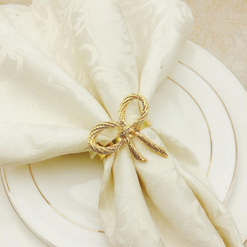 8 Pieces Hollow Out Bowknot Napkin Rings Christmas Decoration Table Setting Gift