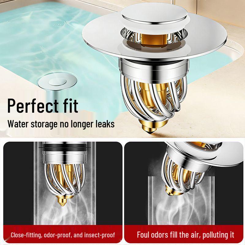 Universal Leak-Proof Press-Type Pop-Up Basin Stopper - Anti-Odor Sink Drainer