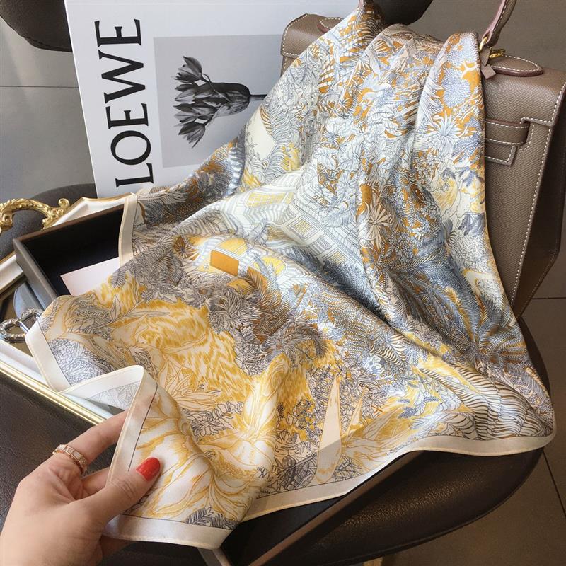 High-end Silk Scarf Lady 70*70cm Silk Square Scarf Women Soft Satin Hairband Neckerchief Tie Female Headband Foulard Bag Ribbon