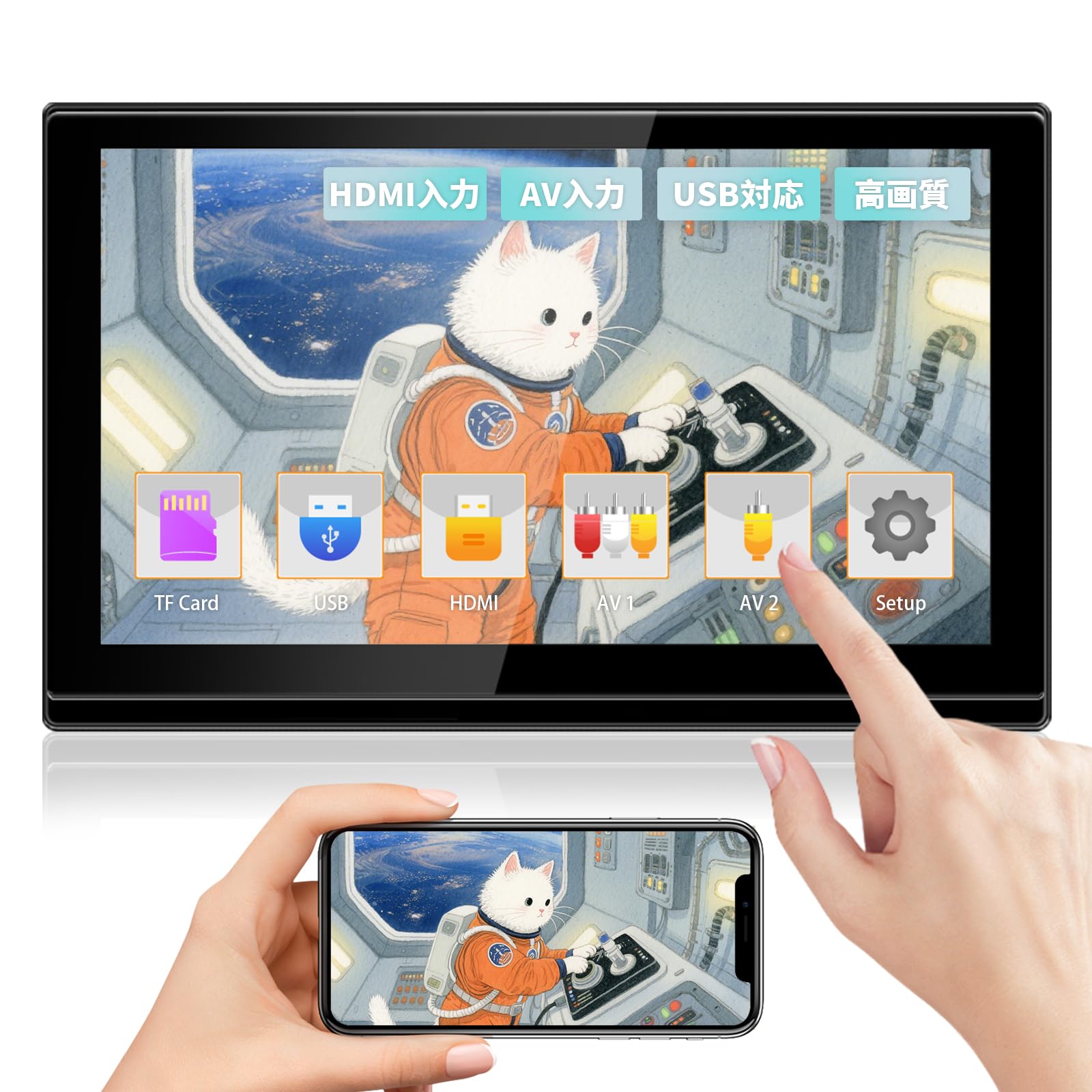 

SAKUKA Headrest Portable Touchscreen Rear View Monitor with 1920x1080 Full HD Input Multimedia Cigarette Lighter Power and Japanese Instruction Manual чёрный