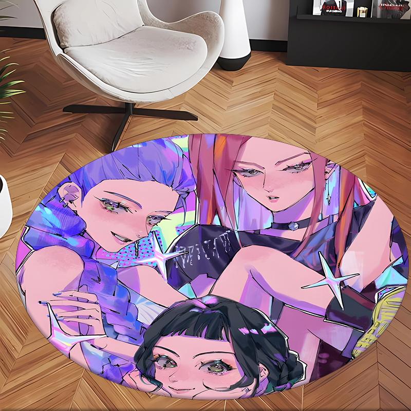 Huntrix (180) Round Office Rug Decorative Floor Rug for Office Bedroom Living Room and Home Space