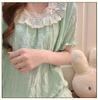 2026 Summer Women's Nightgown: Cloud Cotton, Bra Pads, Short Sleeve, Lace Trim Long Dress