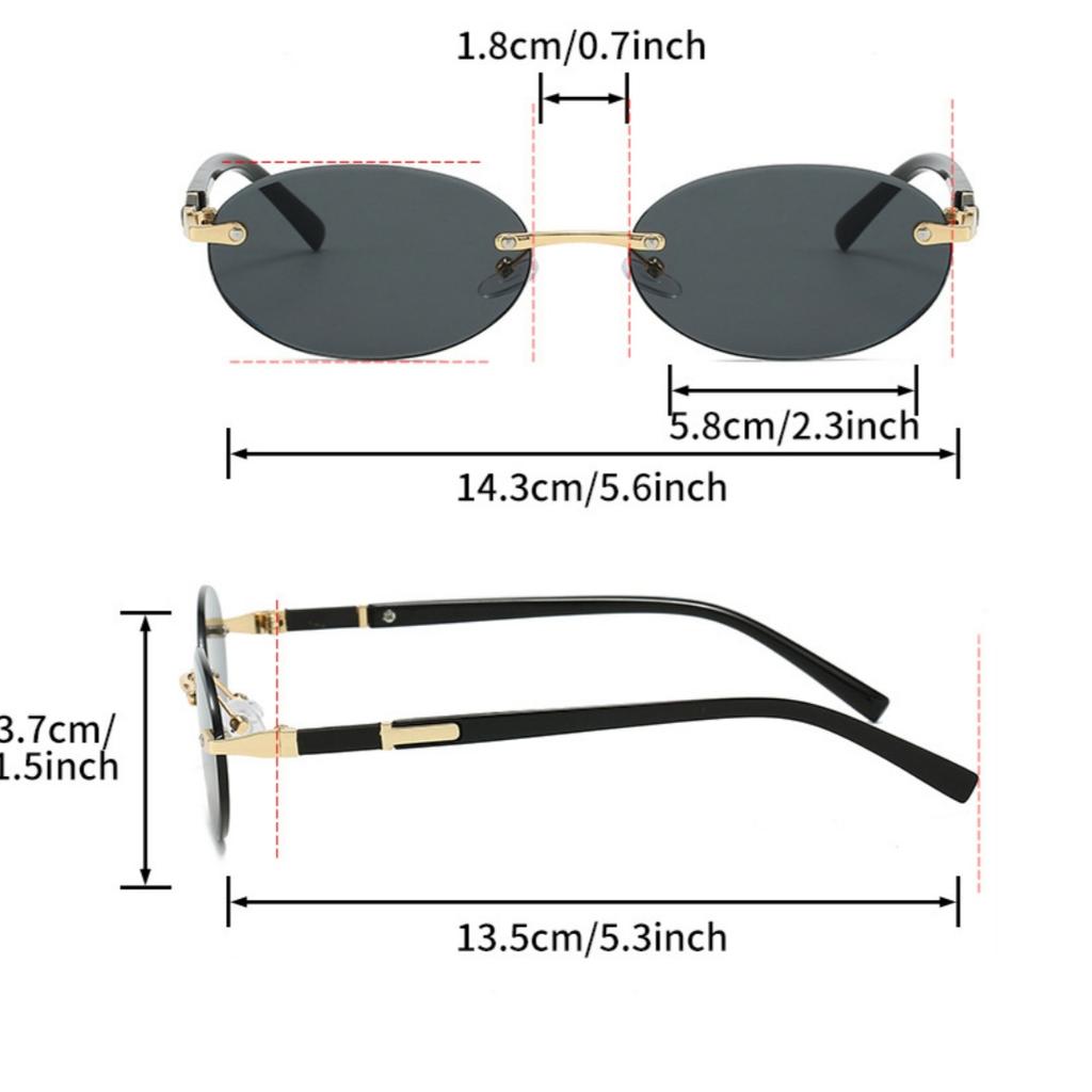 New Rimless Oval Sunglasses Women Men Fashion Sun Glasses Gradient Decor Shades Casual Ultra Light Driving Shades Eyewear