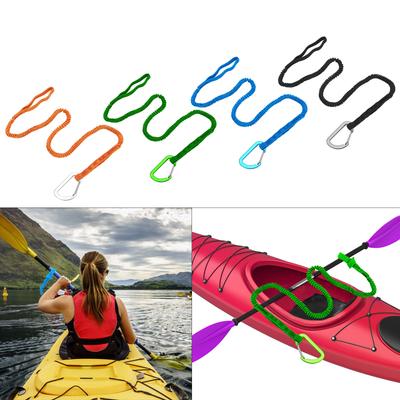 2 Stück Elastische Kajakpaddelleine mit Sicherheitskarabiner Verstellbarer Paddelhalter Werkzeug Lanyard Anti-Verlust-Seil Kanufahren Zubehör
