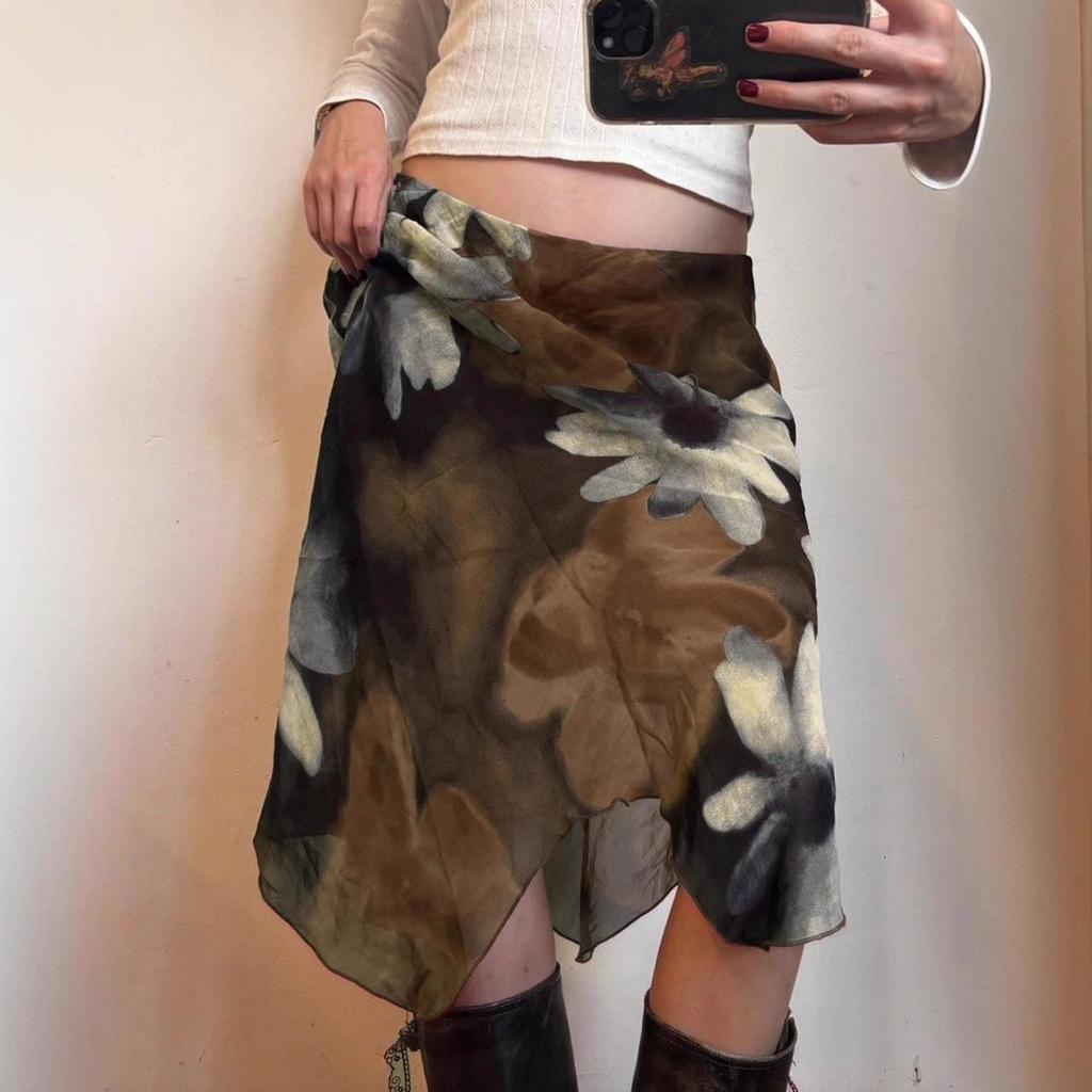 Sweet Fresh Mesh Print Slimming Waist Skirt for Women – Hip-Hugging European & American Style