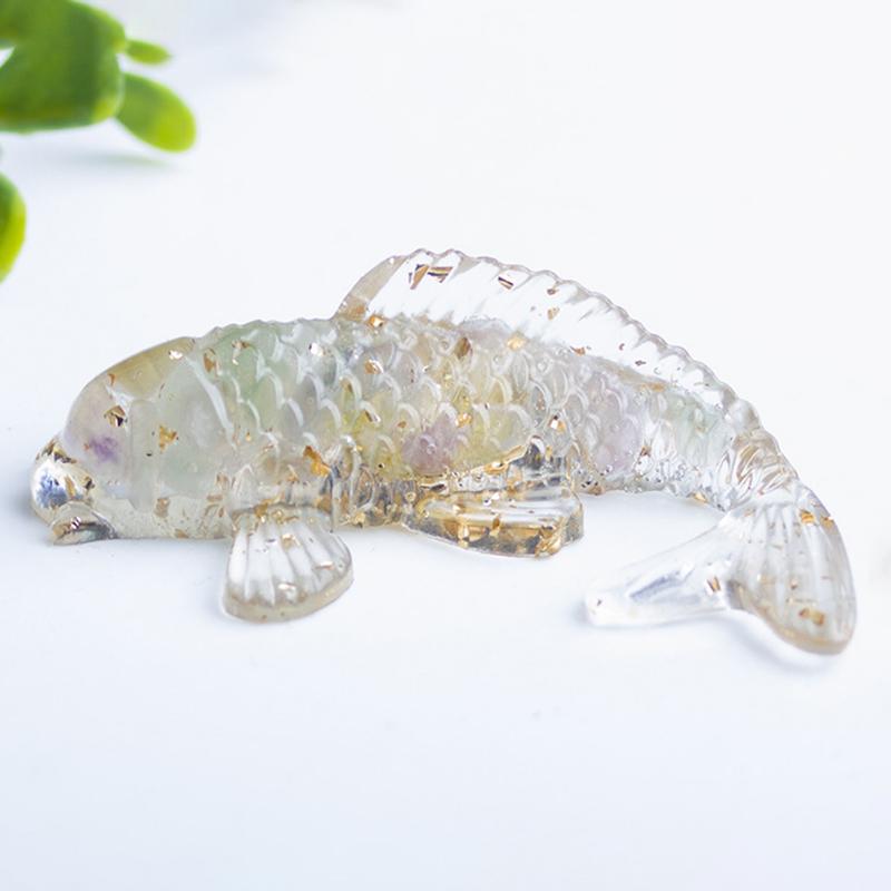 1 Pièce Pierre Naturelle Concassée Goutte de Colle Petit Poisson Décoration de Maison Ornements d'Artisanat en Forme de Petit Poisson