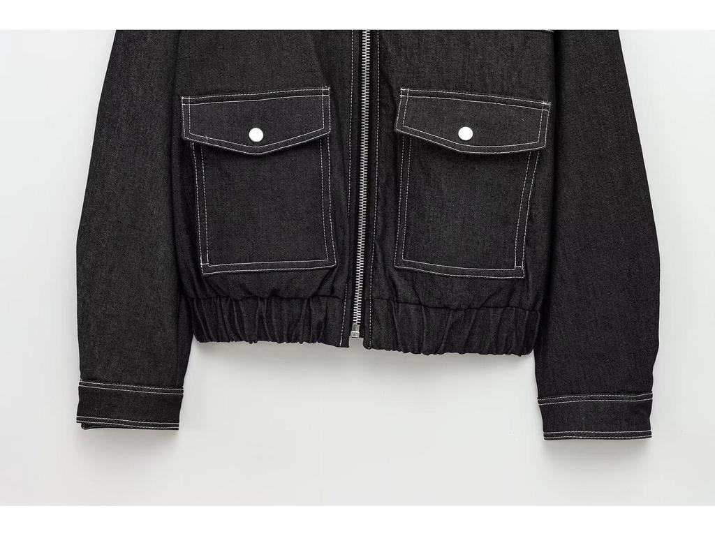2025 Autumn/Winter Women's Denim Effect Fashion Top Jacket