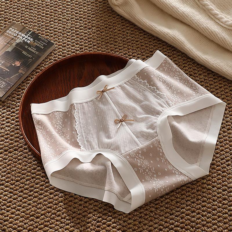 Women's Underwear Pure Cotton Comfortable Sexy Cute Mid-waist Floral Bow Panties