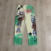 Unisex Relaxed Fit Washed Cotton Jogger Pants With Embroidered Letter Print Casual Trousers